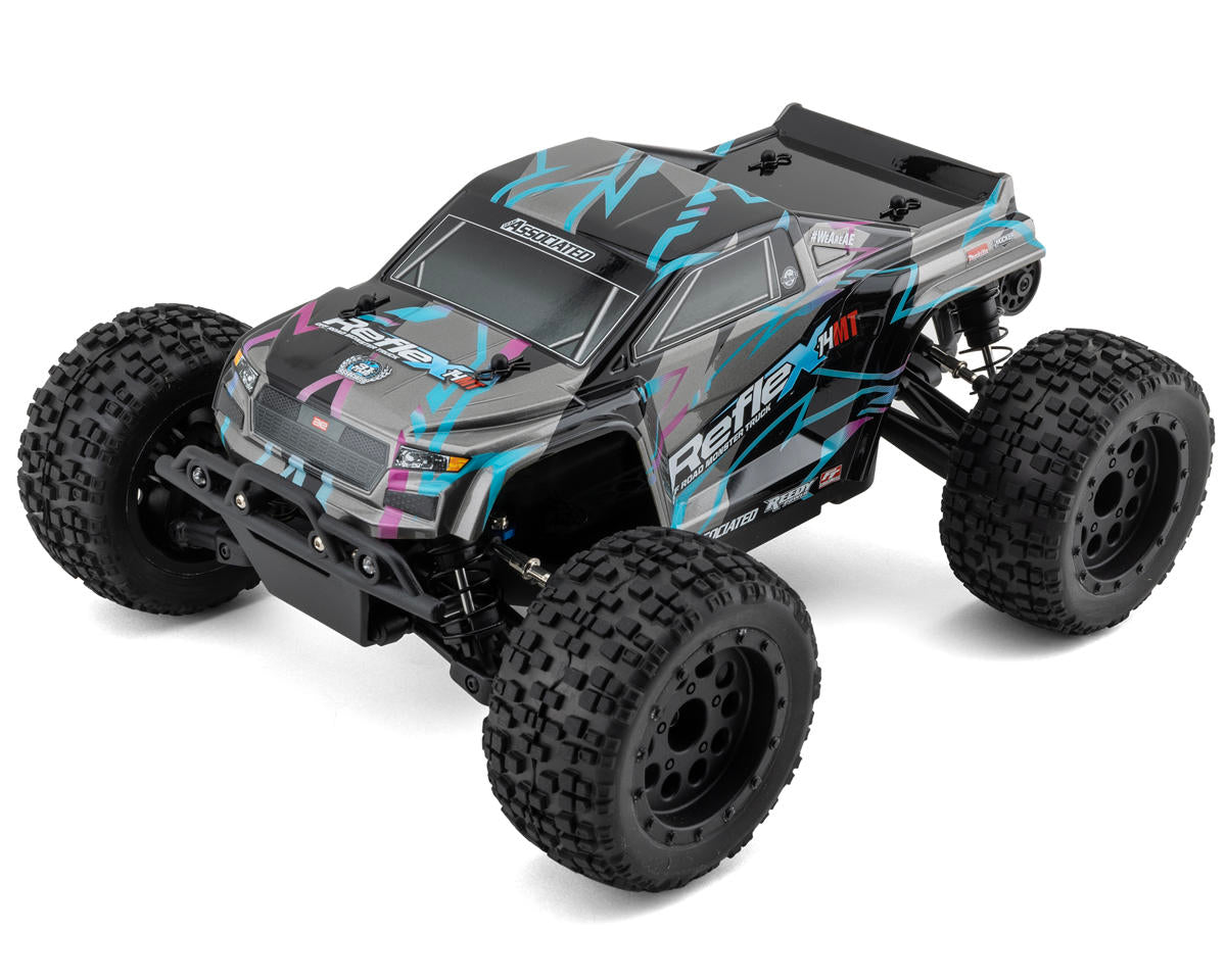 Team Associated Reflex 14MT 1/14 RTR 4WD Brushless Mini Monster Truck Combo (Blue/Purple) w/2.4GHz Radio, Battery & Charger 20190C