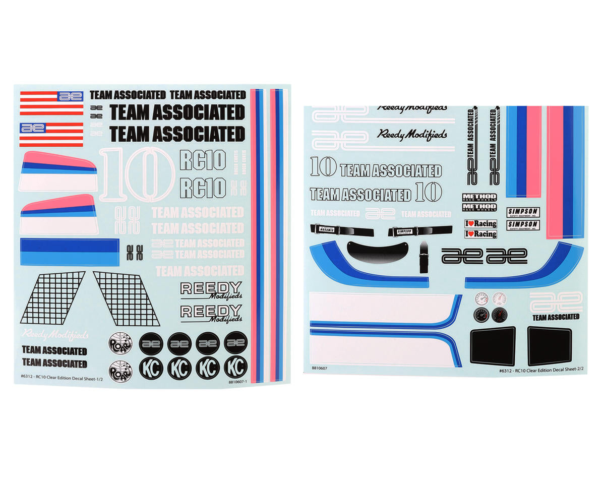 Team Associated RC10CC Decal Sheets 6312