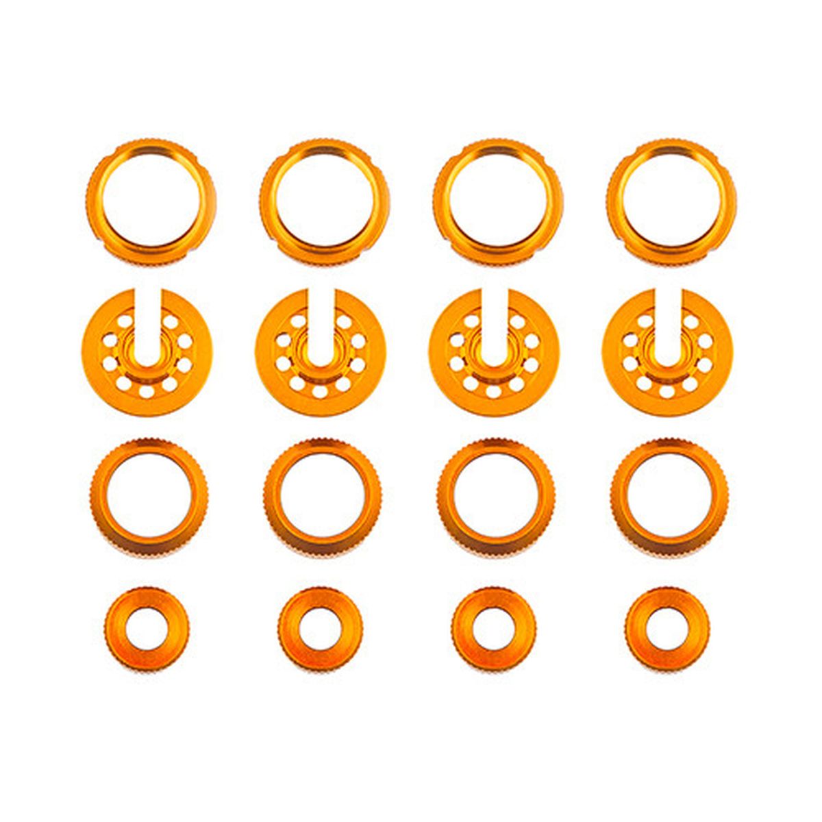 Team Associated DC10 Shock Hardware Set Gold – Collars, Spring Cups, Bottom Caps and Retainers
