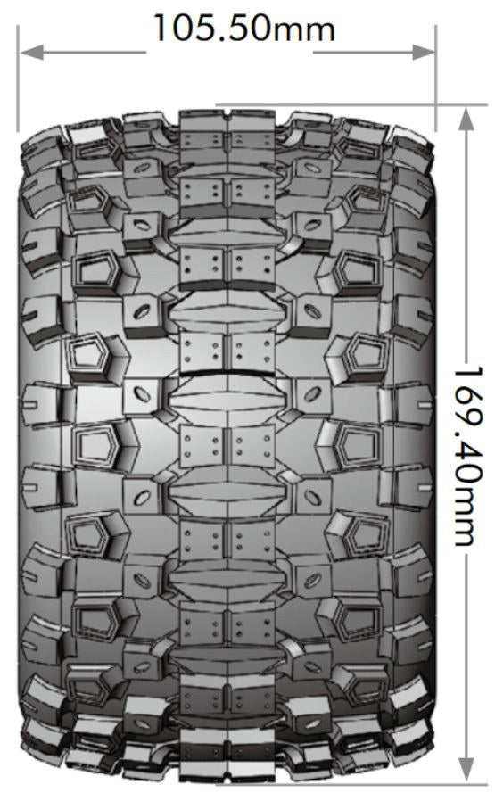 Louise RC MT-Uphill Sport 1/8 3.8 Monster Truck MFT Belted Tires 17mm Hex Hub 0" & 1/2" Offset LT3322X