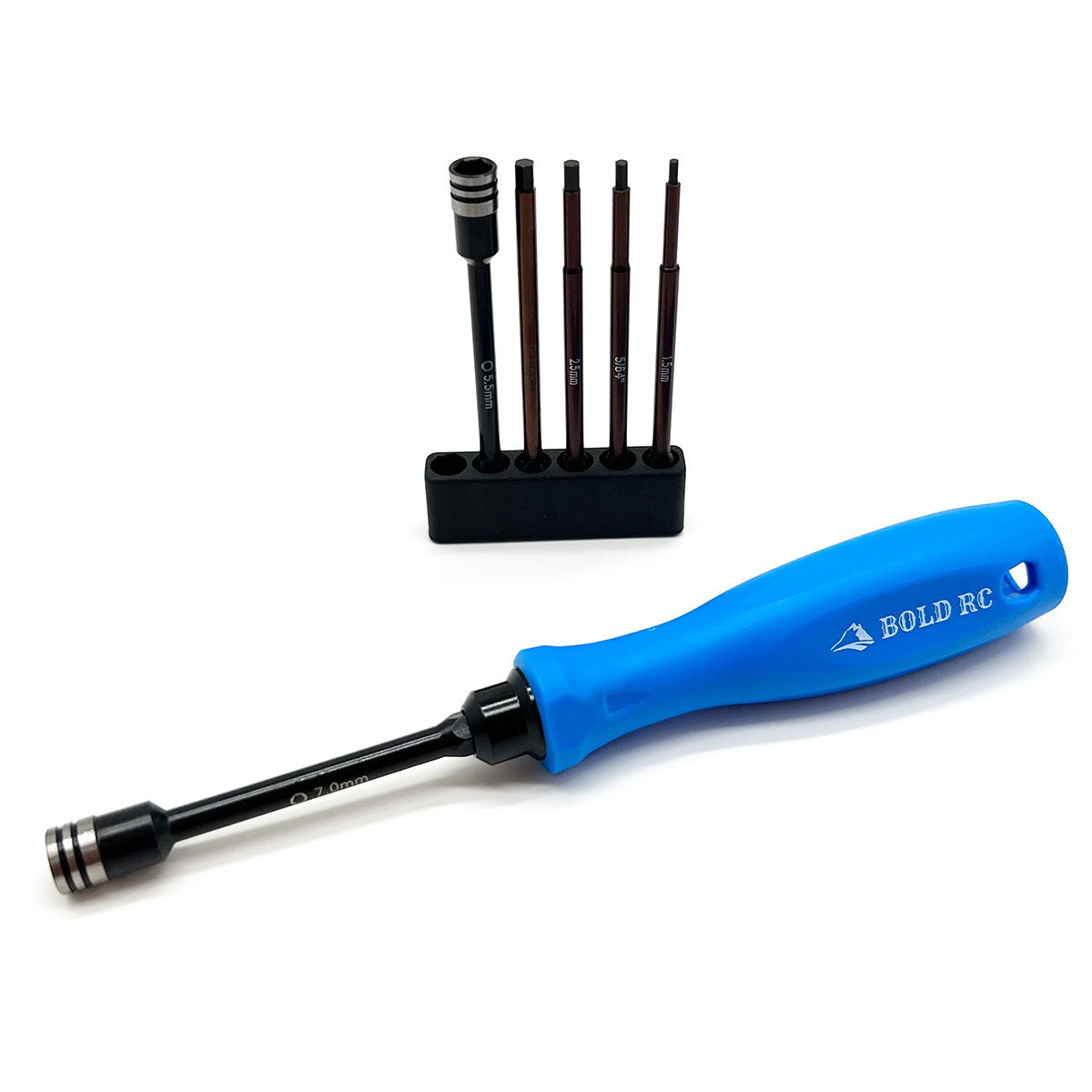 Bold RC 1/8th Tool Set, 1/4" Quick Drive Hex & Nut Driver 6 Piece Set w/Handle
