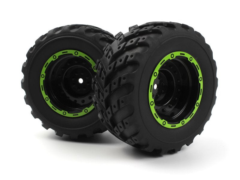 BlackZon Smyter MT Wheels/Tires Assembled (Black/Green)