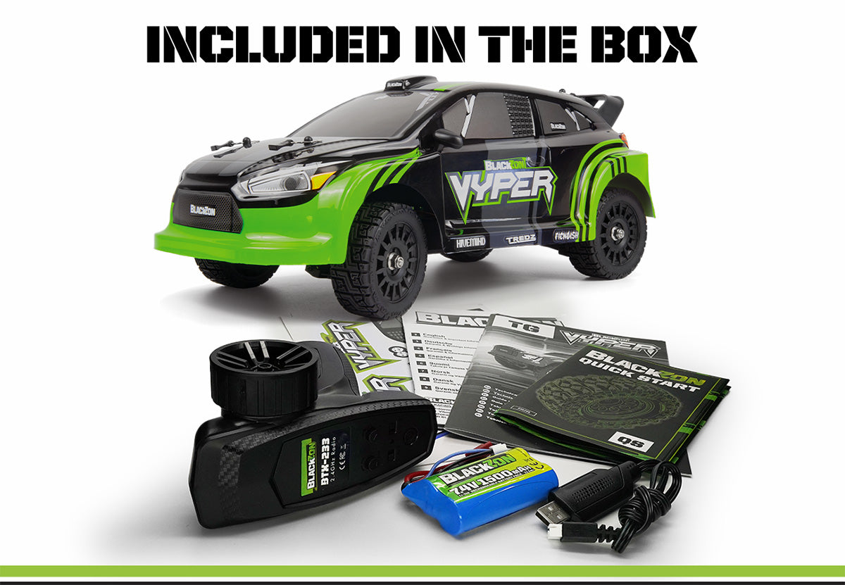 BlackZon Vyper RX 1/16 4WD RTR Rally Car Green - Brushed RC Vehicle