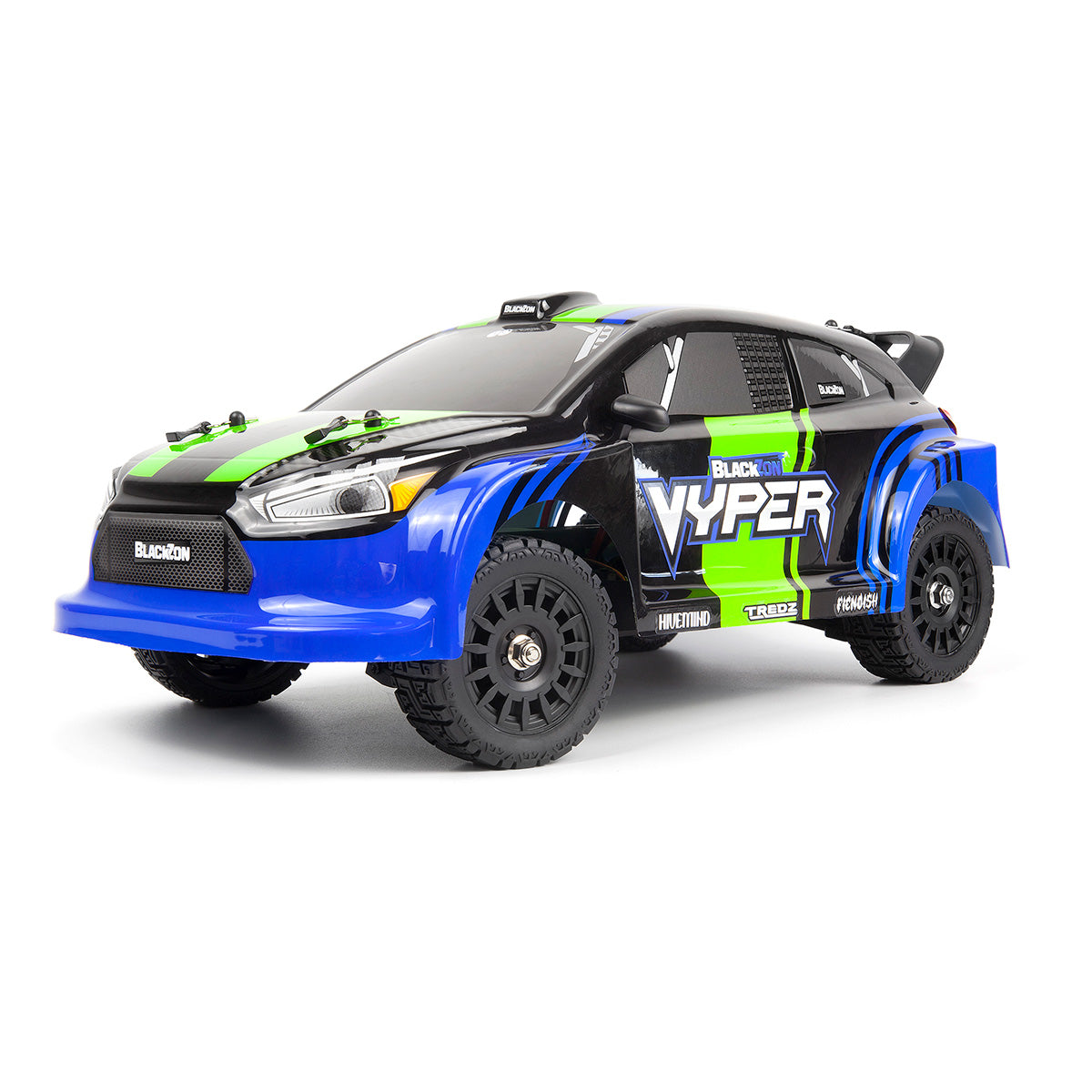 BlackZon Vyper RX 1/16 4WD RTR Rally Car Blue Green - Brushed RC Vehicle