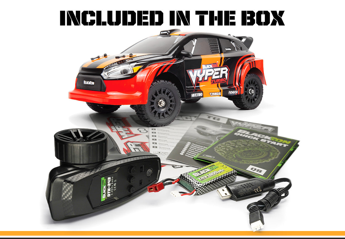 BlackZon Vyper RX Turbo 1/16 4WD 2S Brushless RTR Rally Car Red Orange
