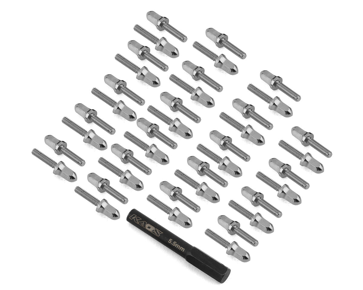 CEN Racing Bullet Wheel Lug(silver chrome M2.5 studs with tool 40pcs)