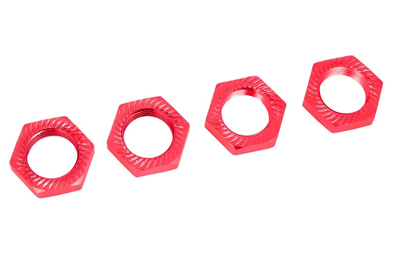 Corally Wheel Nut - Serrated - Aluminum - Red - 4 | RC Replacement Part