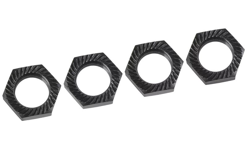 Corally Wheel Nut - Serrated - Aluminum - Black - 4pcs | RC Hardware
