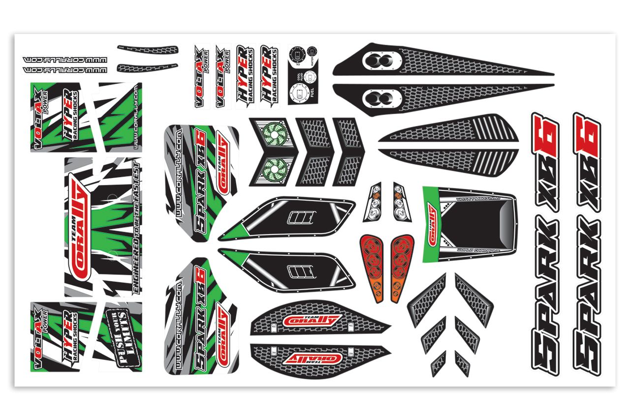 Corally Body Decal Sheet, Spark XB6, Green, 1pc 00180-1169-G