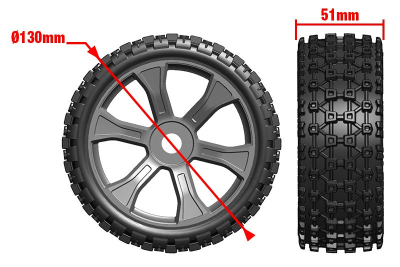 Corally Asuga XLR Off-Road Tires Low Profile Glued on Black Rim