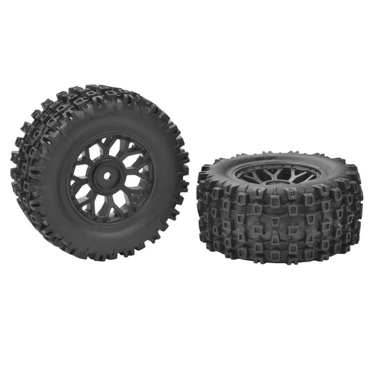 Team Corally Stunt Tires on Black Rims Pre-Glued - Furago XD Punisher XD