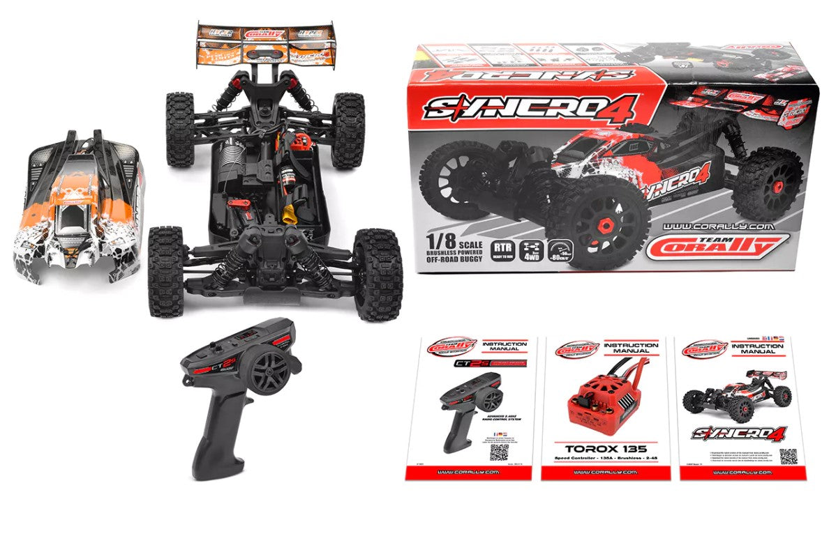 Corally Syncro-4 1/8 4S Brushless 4WD Off Road Buggy RTR - Orange COR00287-O