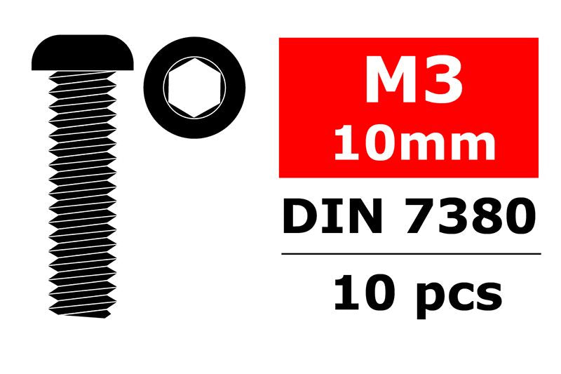 Corally Steel Screws M3 x 10mm Hex Button Head 10pcs