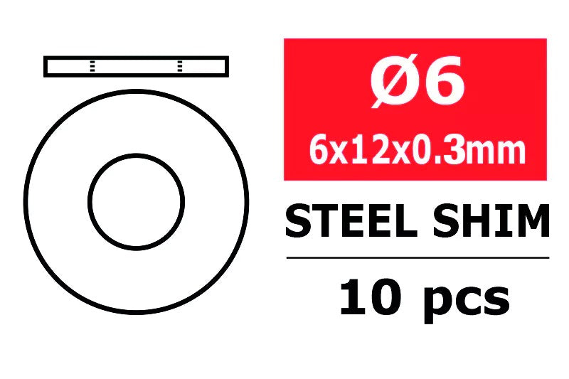 Corally Steel Metric Shim - 6x12x0.3mm - 10pcs | RC Replacement Part