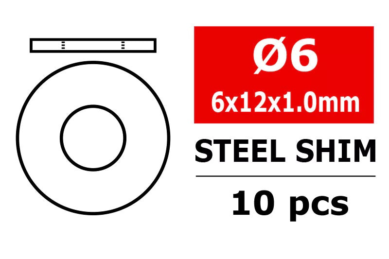 Corally Steel Metric Shim - 6x12x1.0mm - 10pcs | RC Replacement Part