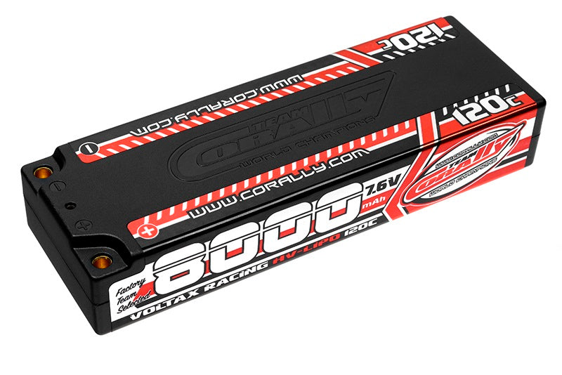 Corally 8000mAh 7.6v 2S 120C Voltax Hardcase Lipo Battery - 4mm Bullets