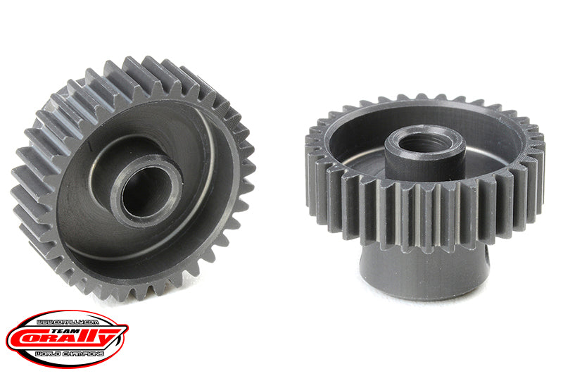 Corally 64DP 34T Short Pinion Gear – Hard-Anodized 7075 Aluminum Race Pinion