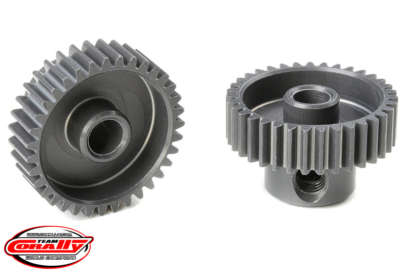 Corally 64DP 35T Short Pinion Gear – Hard-Anodized 7075 Aluminum Race Pinion