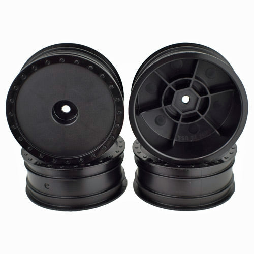 DE Racing Borrego Buggy Wheels for Assoc B6/Kyosho RB6/Front/Black/4pcs