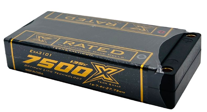 Exalt X-Rated 1S 135C Hardcase LiPo Battery (3.7V/7500mAh) w/5mm Bullets (EXA3101)