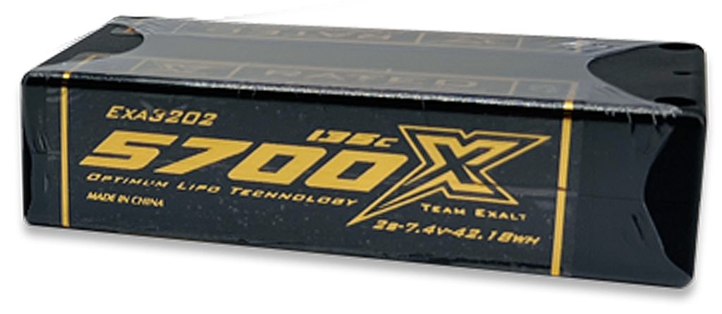 Exalt X-Rated 2S 135C Hardcase Shorty Lipo Battery (7.4V/5700mAh) w/5mm Bullets (EXA3202)