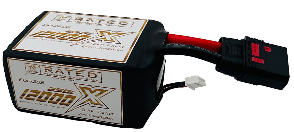 Exalt X-Rated 2S 250C Drag Race Lipo Battery (7.4V/12,000mAh) w/QS8 Connector (EXA3208)