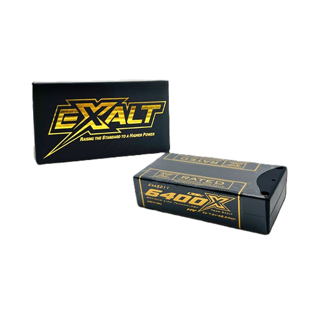 Exalt X-Rated 2S 135C HVX Hardcase Shorty Lipo Battery (7.6V/6400mAh) w/5mm Bullets (EXA3211)