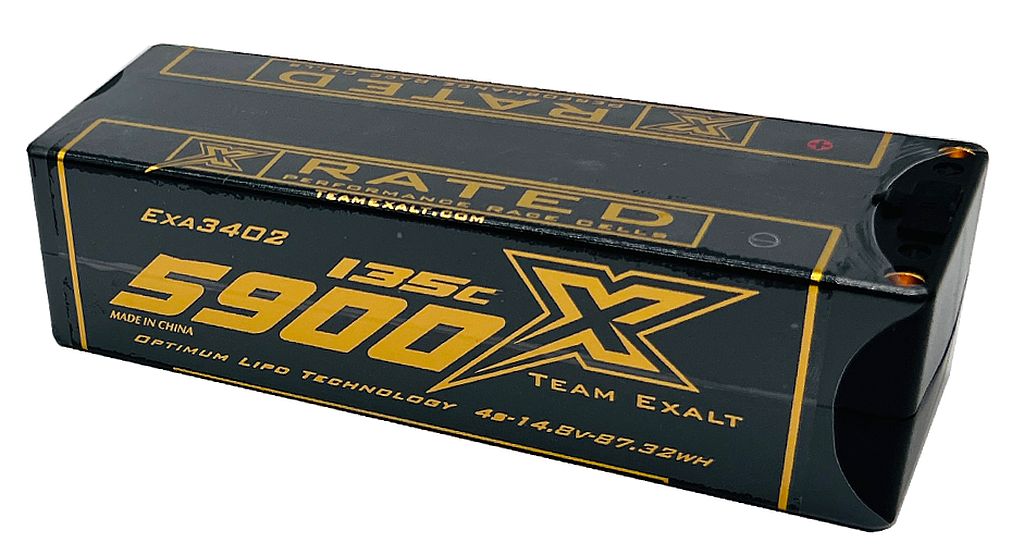 Exalt X-Rated 4S 135C LCG Stick Hardcase Lipo Battery (14.8V/5900mAh)w/5mm Bullet Connectors (EXA3402)