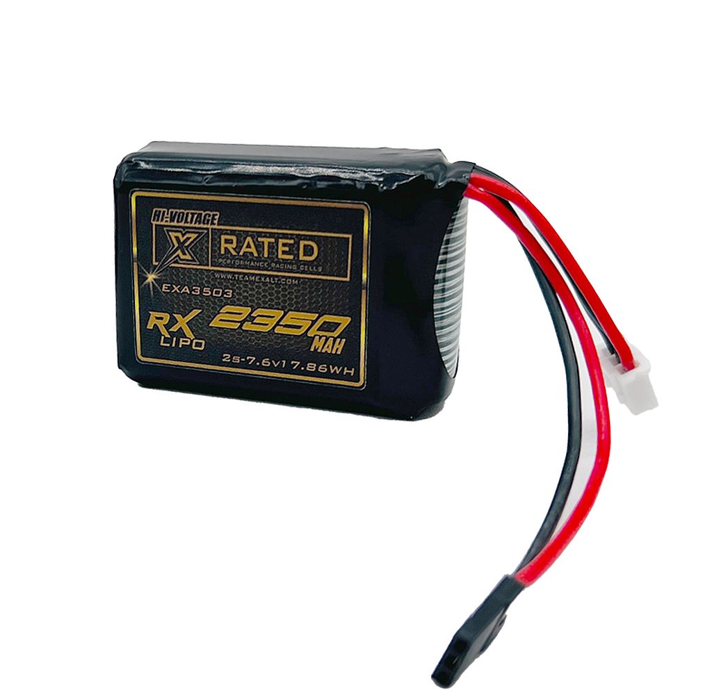 Exalt X-Rated 2S Lipo Hump Receiver Battery (7.6V/2350mAh) w/Futaba Connector (EXA3503)