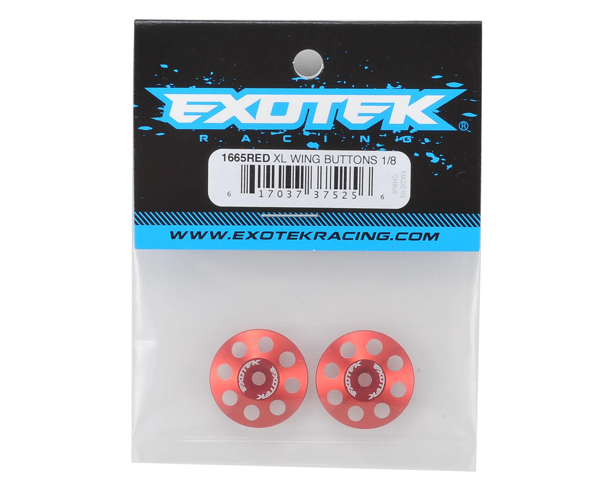 Exotek Racing 1/8 Buggy XL Wing Buttons 22mm - Red Anodized 2 Pack #1665
