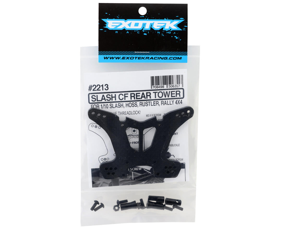 Exotek Racing Carbon Fiber Shock Tower, Rear, for 4WD Slash/Rally 2213