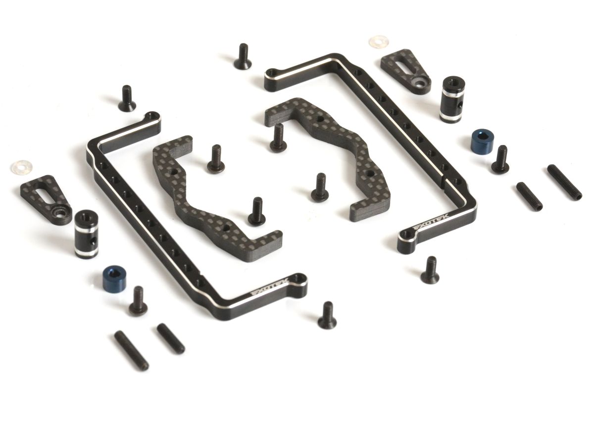 Exotek Racing RC10 Shorty Pack Tray and Cups - 7075 Carbon Fiber Battery Mount #2365