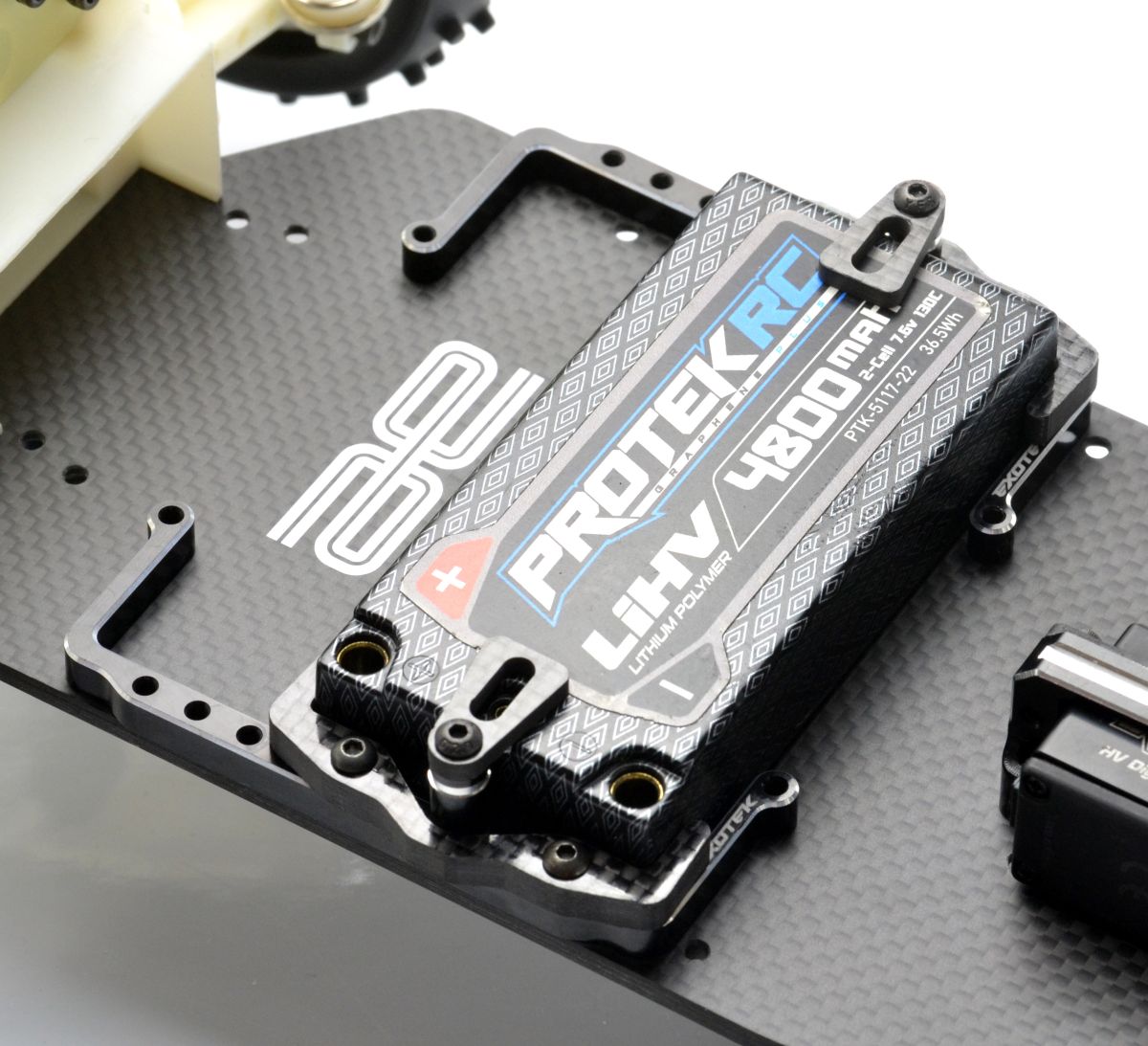 Exotek Racing RC10 Shorty Pack Tray and Cups - 7075 Carbon Fiber Battery Mount #2365