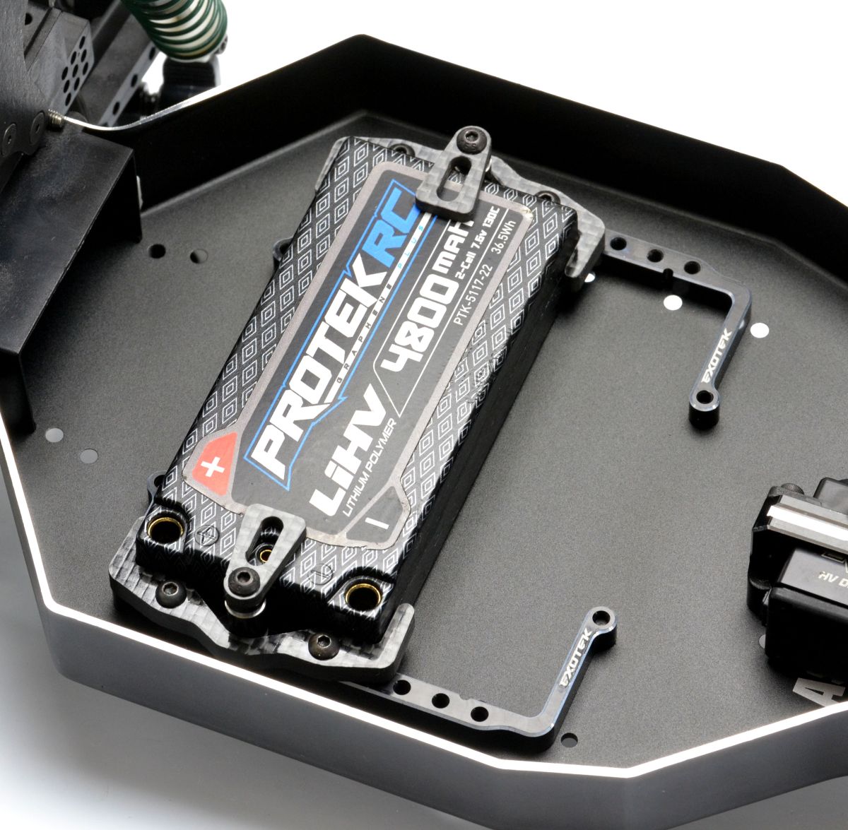 Exotek Racing RC10 Shorty Pack Tray and Cups - 7075 Carbon Fiber Battery Mount #2365