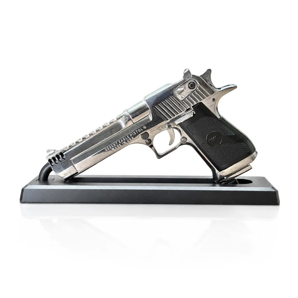 GoatGuns Desert Eagle 1:2.5 Scale Diecast Metal Model Kit – Anodized Chrome Silver with Stand