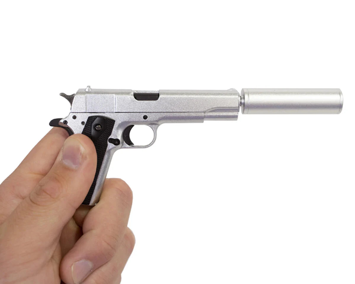 GoatGuns Die Cast Mini 1911 Suppressor, Silver, for 1911 Models