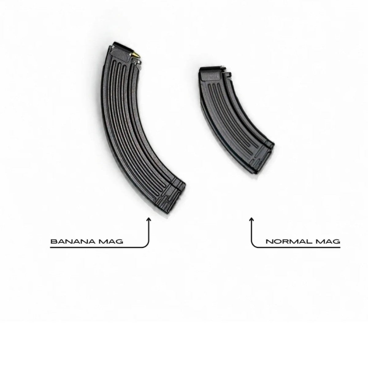 GoatGuns Mini AK Banana Magazine – 1/3 Scale Die-Cast, Matte Black, for GoatGuns AK-47