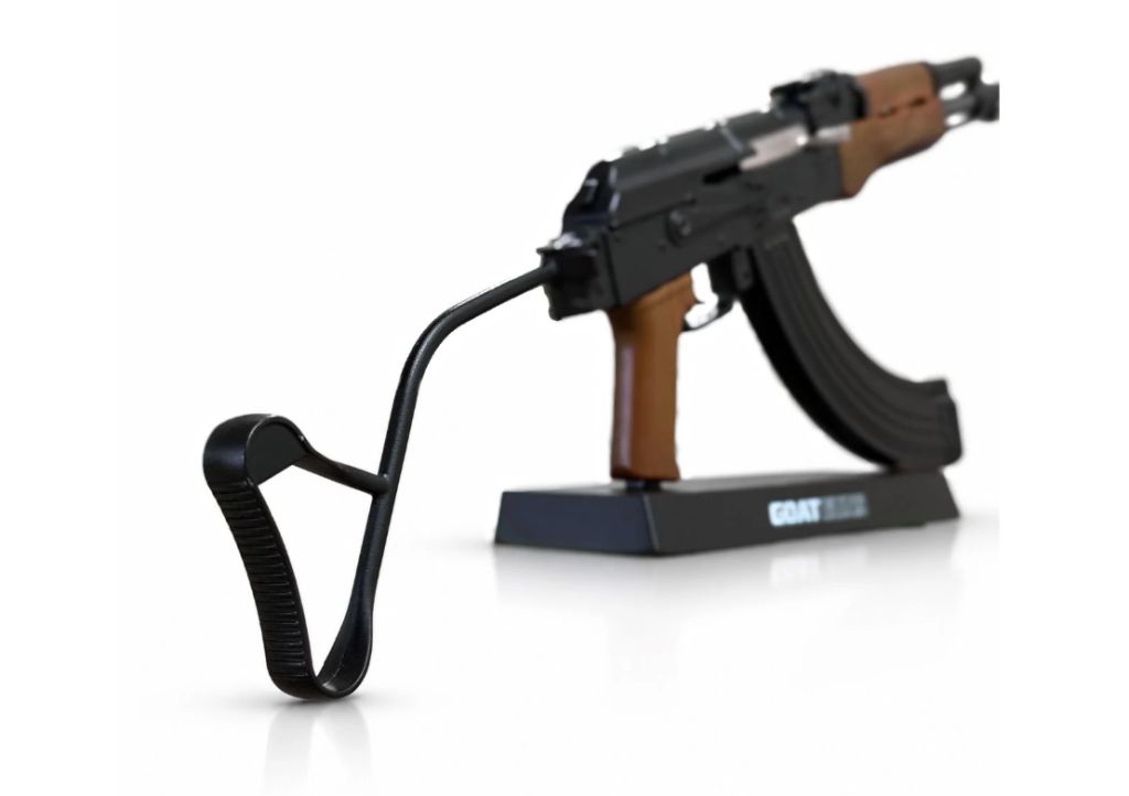 GoatGuns AK47 Wirestock 1/3 Scale Die-Cast Rifle Model – Black & Wood-Grain