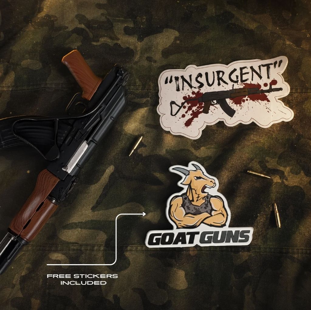 GoatGuns AK47 Wirestock 1/3 Scale Die-Cast Rifle Model – Black & Wood-Grain