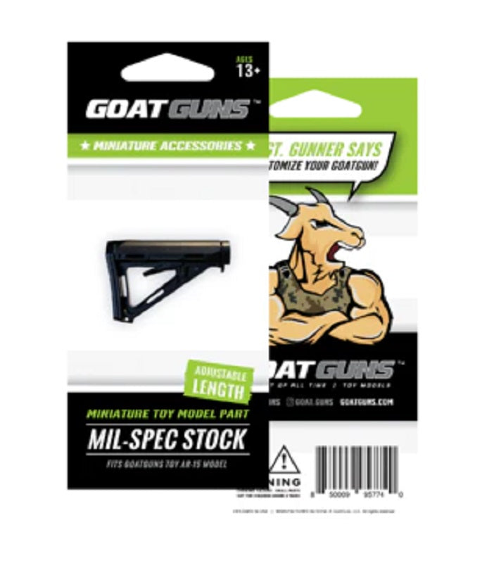 GoatGuns Die Cast Mini Adjustable Milspec Stock Fits AR15 Base Models MILSPEC