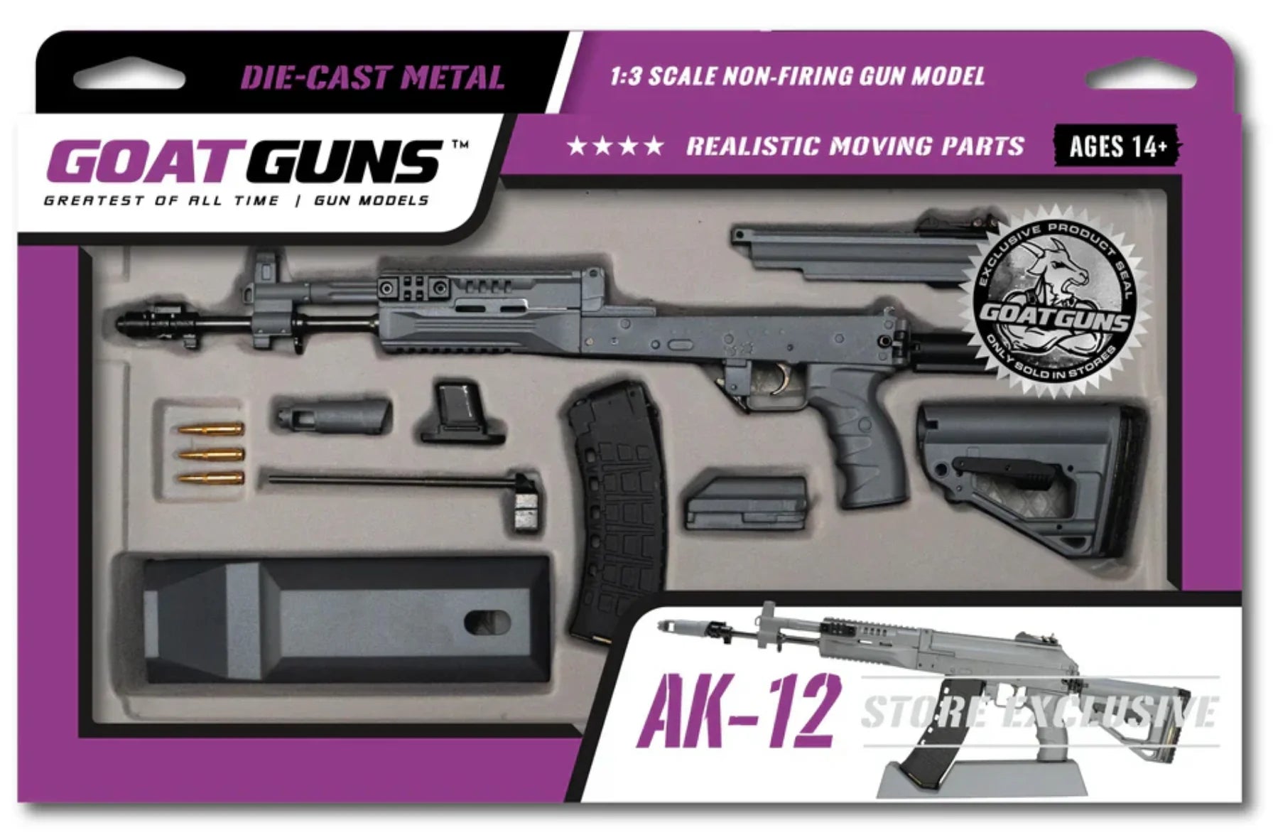 GoatGuns 1/3 Scale Die Cast AK12 Model Grey AK12-GREY