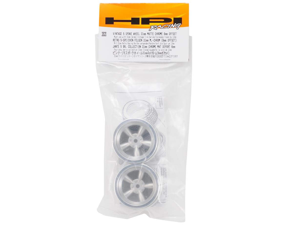 HPI Racing Vintage 5 Spoke Wheel 31mm Matte Chrome (6mm Offset)