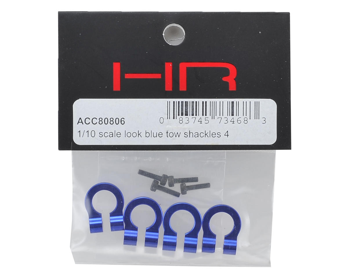 Hot Racing 1/10 Scale Aluminum Blue Tow Shackle D-Rings (4)