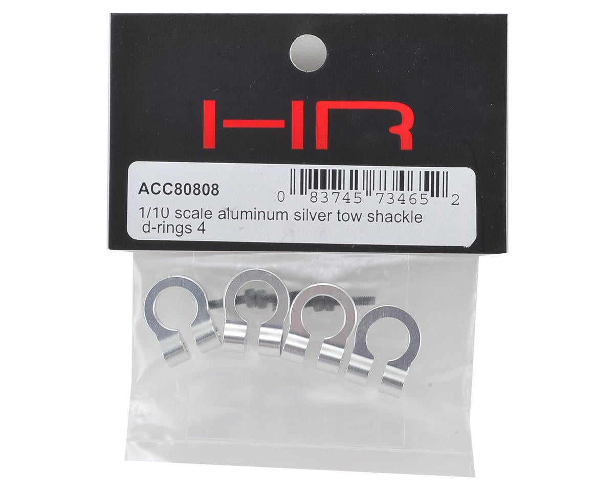 Hot Racing 1/10 Scale Aluminum Silver Tow Shackles D-Rings