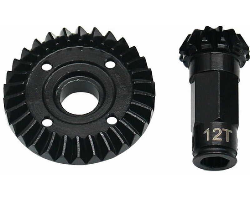 Hot Racing 30T/12T High-Torque Steel Helical Diff Ring & Pinion Rear Gear Set for Arrma Grom 1/18 4WD