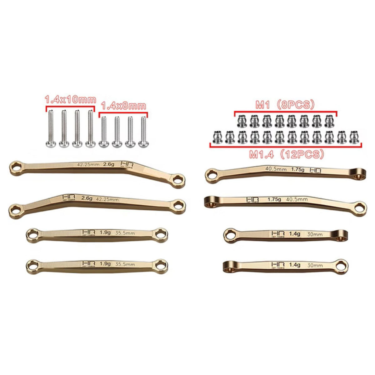 Hot Racing No-Flex Brass 4-Link Upgrade Set for Axial SCX24 LWB