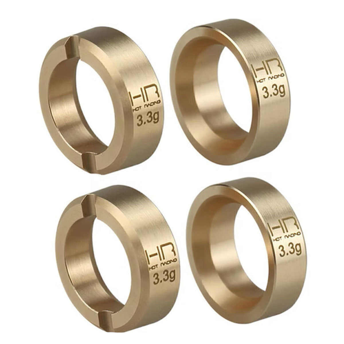 Hot Racing 3.6g Brass Wheel Weights for Axial SCX24 Stock 0.7" Wheels (4-Pack)