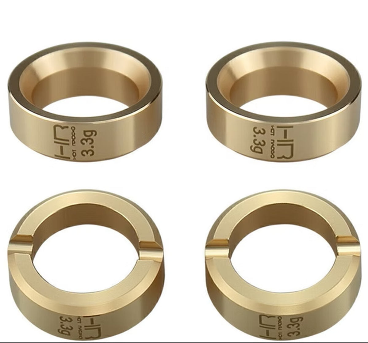 Hot Racing 3.6g Brass Wheel Weights for Axial SCX24 Stock 0.7" Wheels (4-Pack)