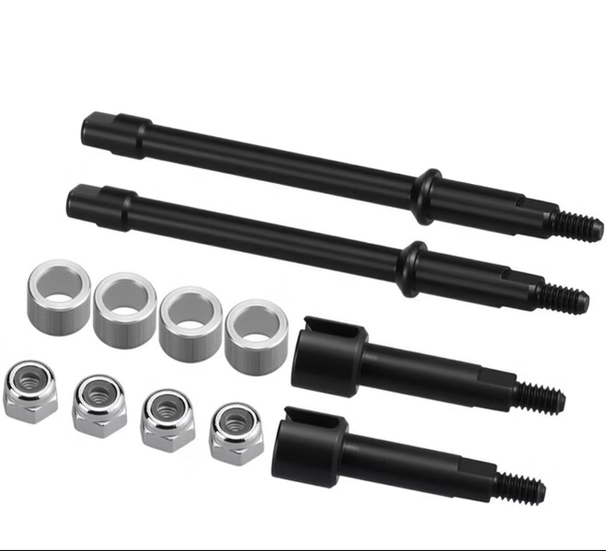 Hot Racing +4mm Wide-Track Hardened Steel Drive Stub Axles for Axial SCX24