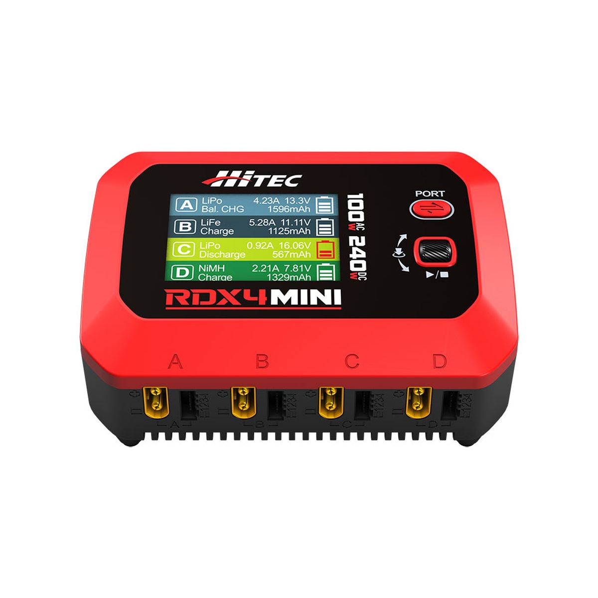 Hitec RDX4 Mini AC/DC Battery Charger | 240W DC / 100W AC | 1-4S LiPo